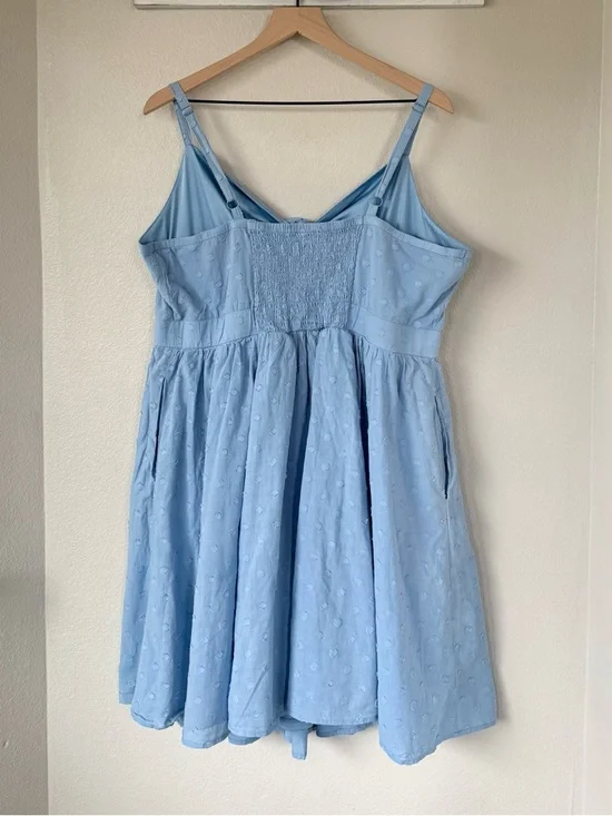 TORRID 1 Mini Embroidered Challis Tie Front Skater Pocket Dress Blissful Blue 1X - Picture 6 of 15